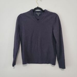 Banana Republic 100% Italian Merino Wool Knit Gray Sweater Mens SZ S  V-…